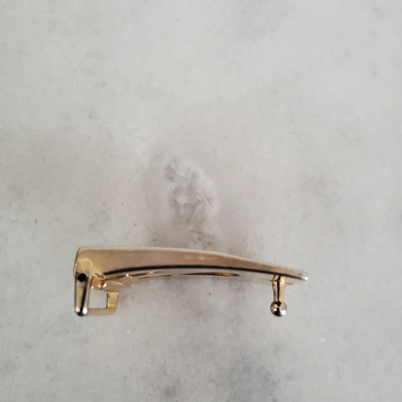 Vintage YSL Two Tone Gold Silver Front Logo Designer Belt Buckle Mens Accessorie